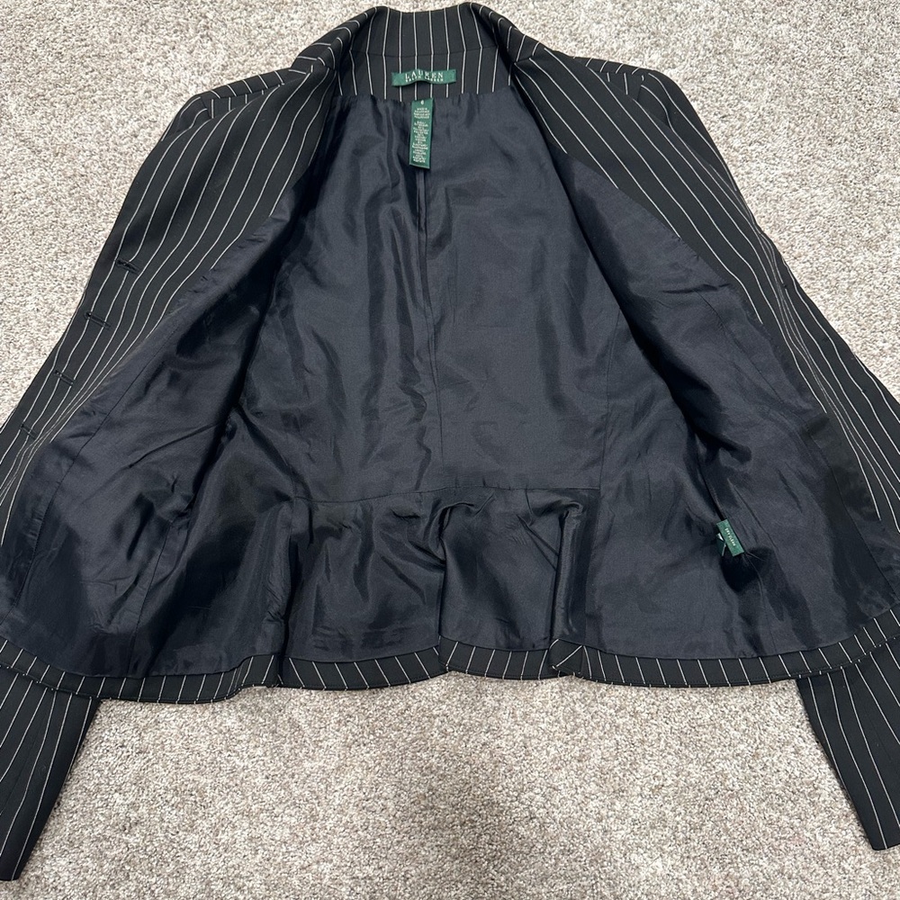 Lauren Ralph Lauren Black Pinstripe Blazer - Picture 2 of 15